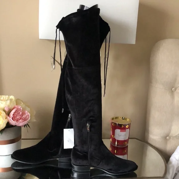 New MARC FISHER Black Velvet Over the Knee Boots - Picture 4 of 14
